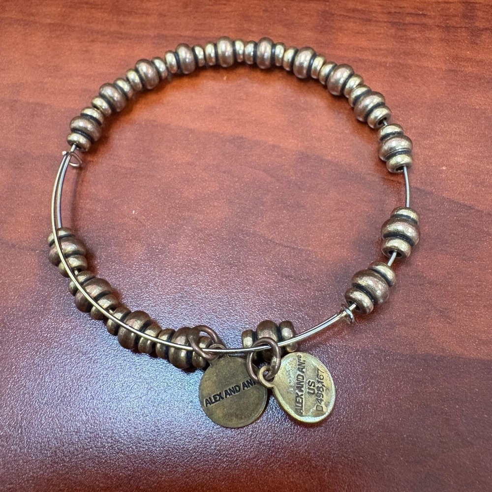 Alex and Ani Bronze Beaded Expandable Charm Bracelet Stackable